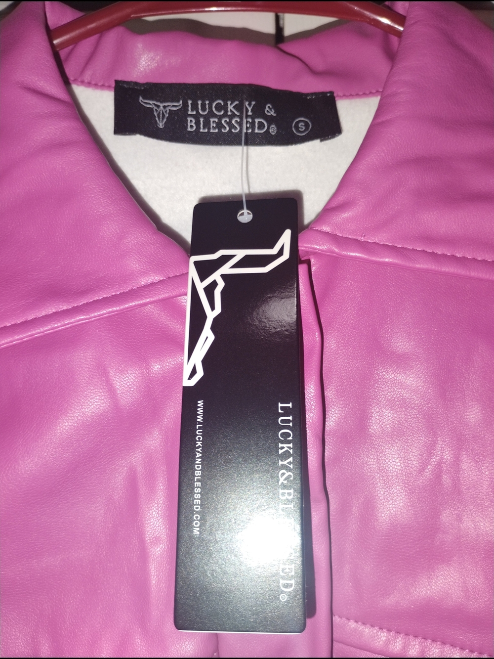 Lucky And Blessed Pink Fringe Cropped Jacket Size Small New With Tags - Picture 3 of 3